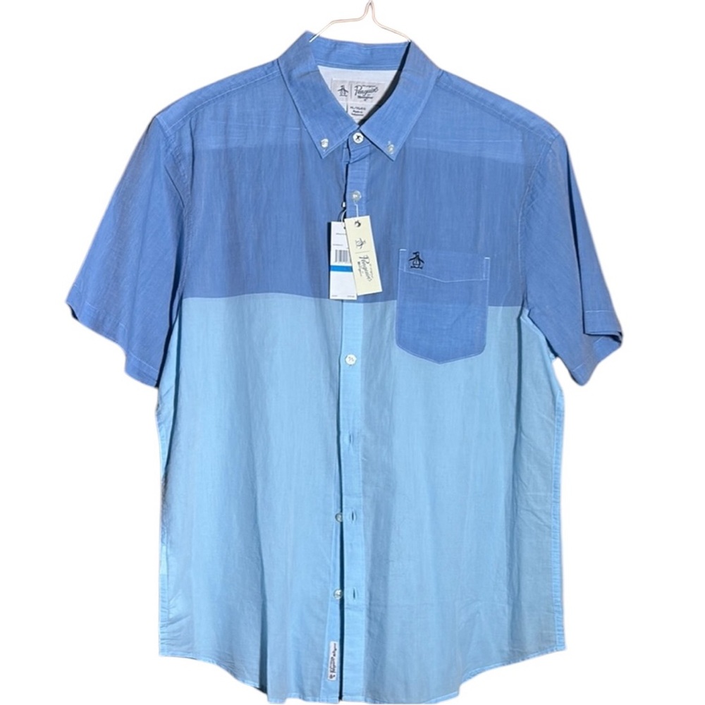 Original Penguin Men's Blue Colorblock Shirt size XL